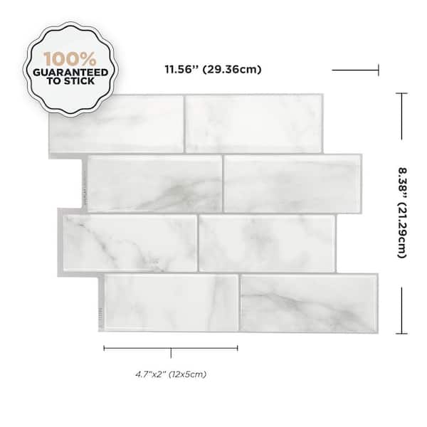Metro Carrera Gray 11.56 in. x 8.38 in. Vinyl Peel and Stick Tile (2.21 sq. ft./ 4-pack)