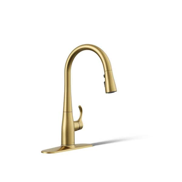Simplice Single-Handle Pull Down Kitchen Sink Faucet with in Vibrant Brushed Moderne Brass