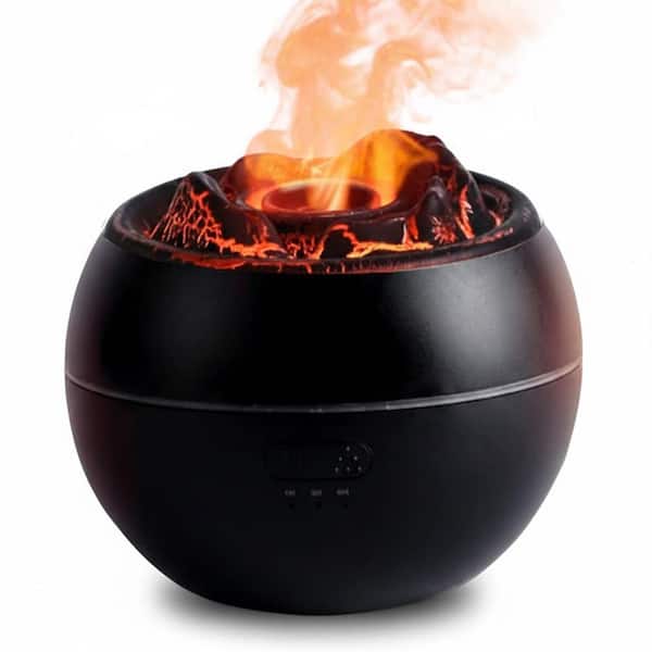 Shut Off Black/color Volcano Flame Ultrasonic Cool Mist Aromatherapy Diffuser 360ml with 7 ...