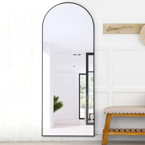 Dovelina 71 in. H x 24 in. W Modern Arched Shape Wood Framed Black Full-Length Floor Standing Mirror