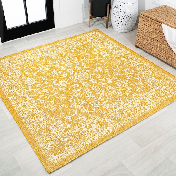Sussexhome Lattice Collection Cotton Heavy Duty Low Pile Area Rug , 2' x  3', Banana Cream Yellow