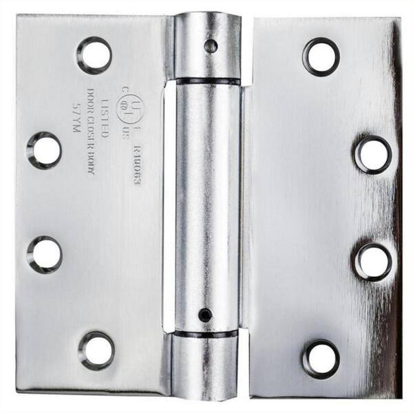 Global Door Controls 4.5 in. x 4.5 in. Bright Chrome Steel Spring Hinge (Set of 3)