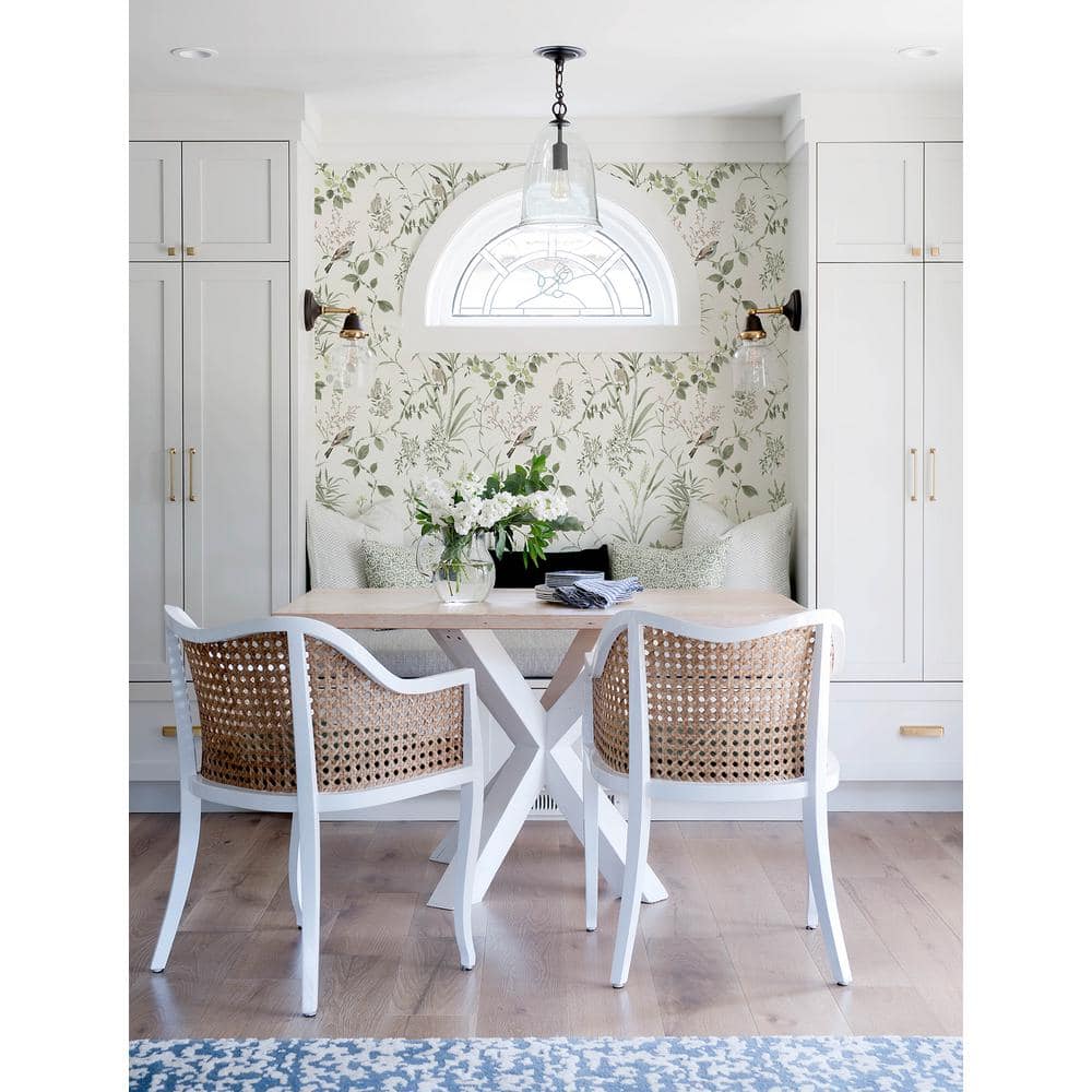 Chesapeake Green and Pink Floral Botanical Wallpaper
