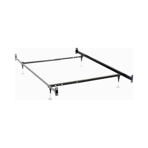 Benjara Black Metal Frame Full Platform Bed with 4 Legs with Glides ...