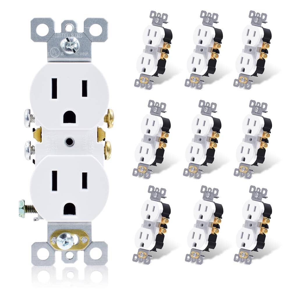 15 Amp 125V Residential Grade Self Grounding Duplex Outlet, White (10-Pack) price history on PriceWatchPro