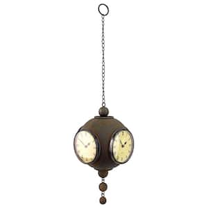 13 in. x 7 in. Victorian Grunge Four-Sided Hanging Spherical Clock