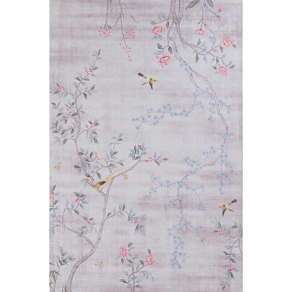 Tempaper Garden Chinoiserie Silver 8 ft. x 10 ft. Indoor/Outdoor Area Rug