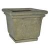 MPG 24 in. Square Cast Stone Fiberglass Planter with Attached Saucer in Aged Granite Finish PF5762AG