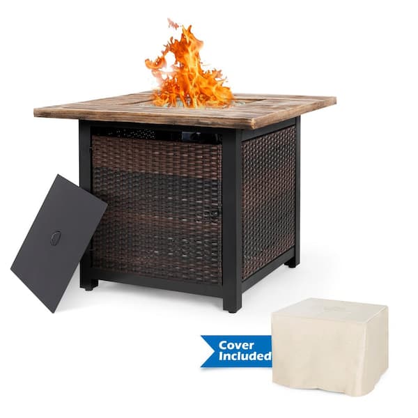 Nuu Garden 34 In 50 000 Btu Square, Gas Fire Pit For Deck Home Depot