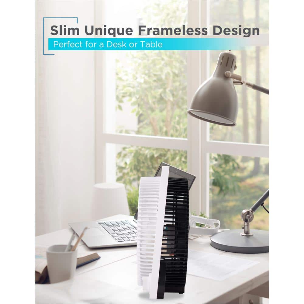 Sleek Frameless 9" White Box Fan with Remote Control, 3-Speed
