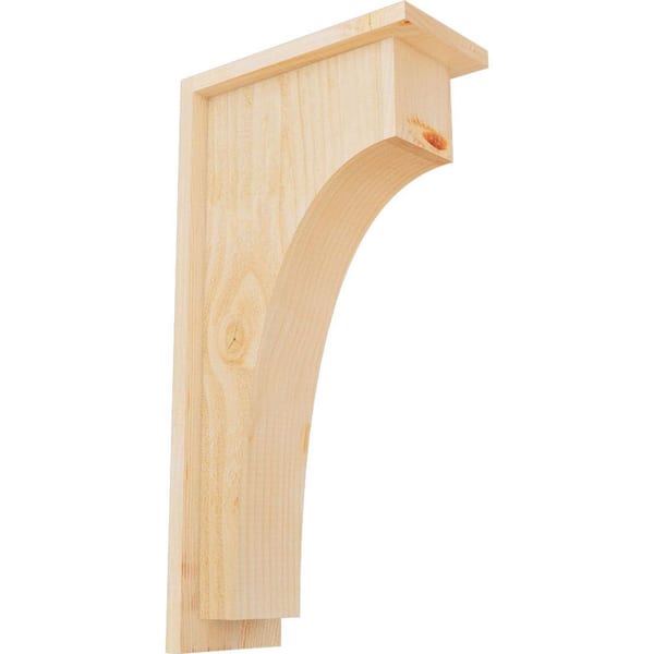 Ekena Millwork 6 in. x 12 in. x 24 in. Douglas Fir Huntington Rough Sawn Corbel with Backplate
