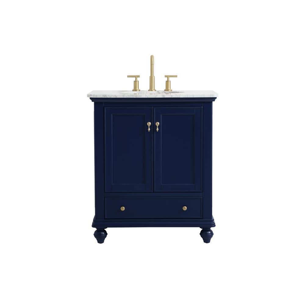 Simply Living 30 in. W x 21 in. D x 35 in. H Bath Vanity in Blue with Carra