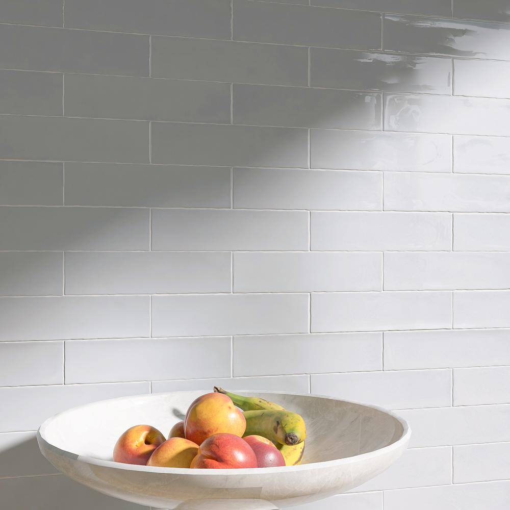 White Polished Ceramic Subway Wall Tile 3x12