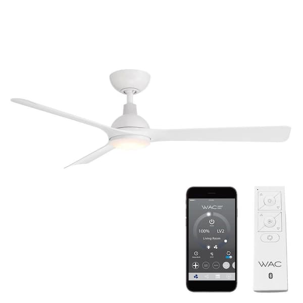 Gage 52 in. Indoor/Outdoor Matte White 3-Blade Smart Ceiling Fan Selectable CCT Integrated LED and Remote