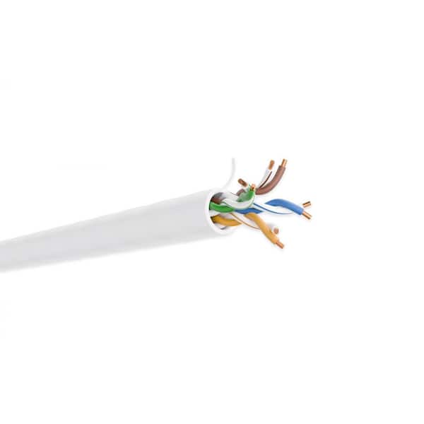 CAT 5E 1000 ft. White 24AWG / 8-Conductors Solid Copper UTP CMP Data Cable Plenum Ethernet Bulk