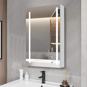 20 in. W x 30 in. H Rectangular White Aluminum Surface Mount Bathroom Medicine Cabinet with Mirror Right Open Door