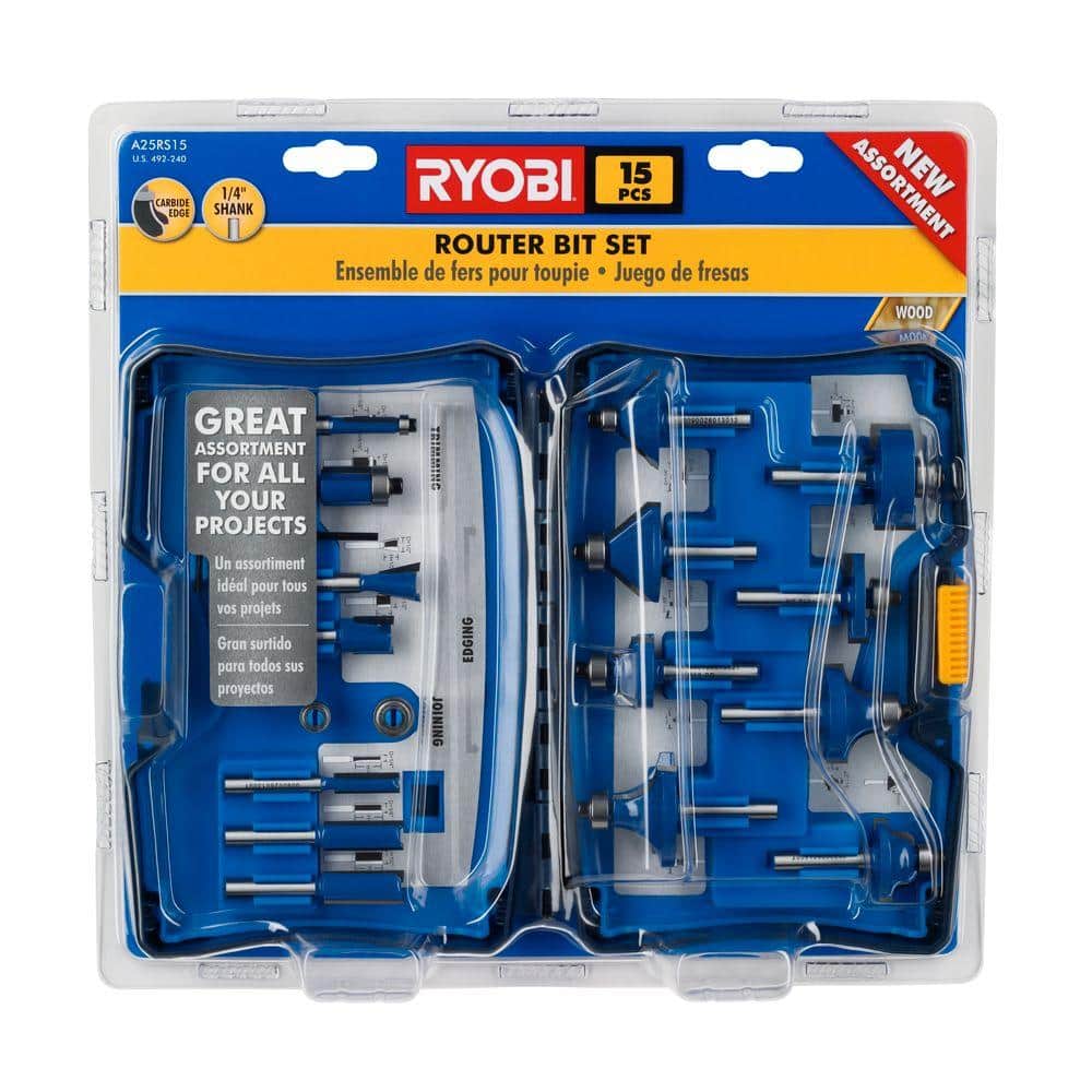 RYOBI Router Bit Set (15-Piece) A25RS15 - The Home Depot