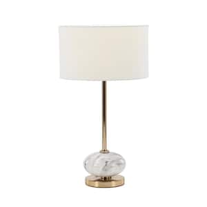 22 in. Gold Ceramic Task and Reading Table Lamp with Marble Inspired Base