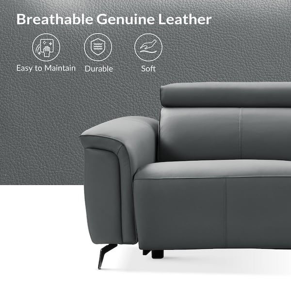 JAYDEN CREATION Serena 85 in. Flared Arm 2-Piece Genuine Leather