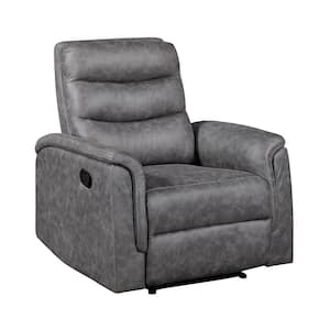 Lazzara Emillia Dark Gray Leather Manual Recliner 9629DGY-1 - The