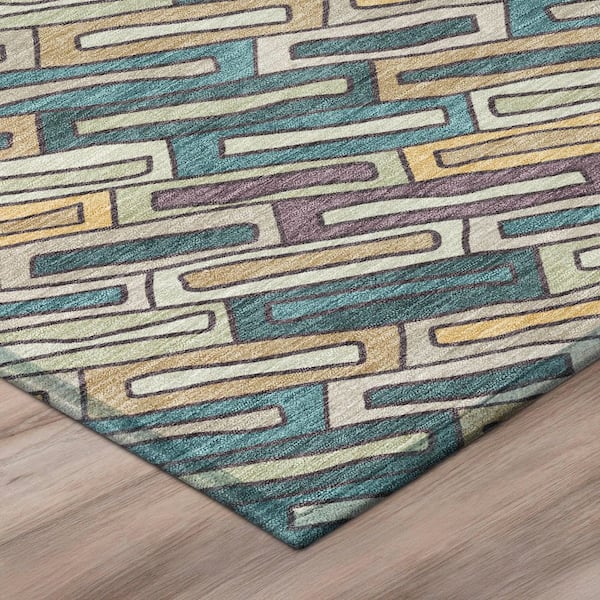 Chantille Machine Washable Indoor/Outdoor Abstract ACN3055 Turquoise 8 ft. x 10 ft. Area Rug
