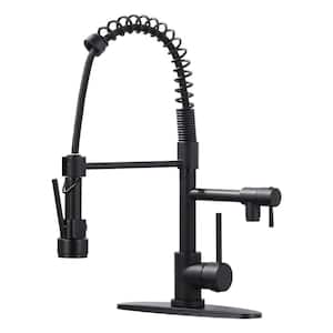 Single Handle Pull Down Sprayer Kitchen Faucet with Advanced Spray, Pull Out Spray Wand in Solid Brass in Matte Black