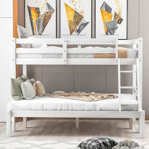White Twin over Full Solid Wood Frame Bunk Bed Daybed