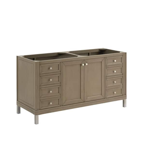 Chicago 59.9 in. W x 23.3 in. D x 32.6 in. H Double Bath Vanity Cabinet without Top in Walnut Whisper