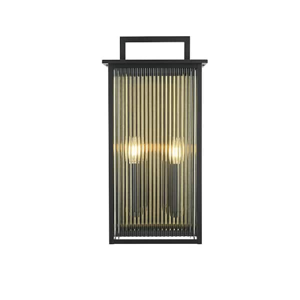 23 in. Black Outdoor Hardwired Wall Sconce with No Bulbs Included