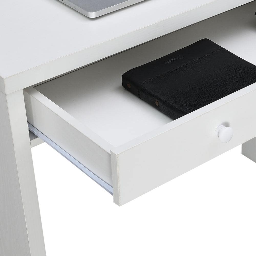 Sleek White 36" Contemporary Desk with Drawer