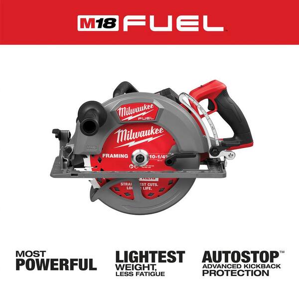 M18 FUEL 18V Lithium-Ion Cordless 10-1/4 in. Rear Handle Circular Saw Kit with FORGE 12.0 Ah Battery and Rapid Charger