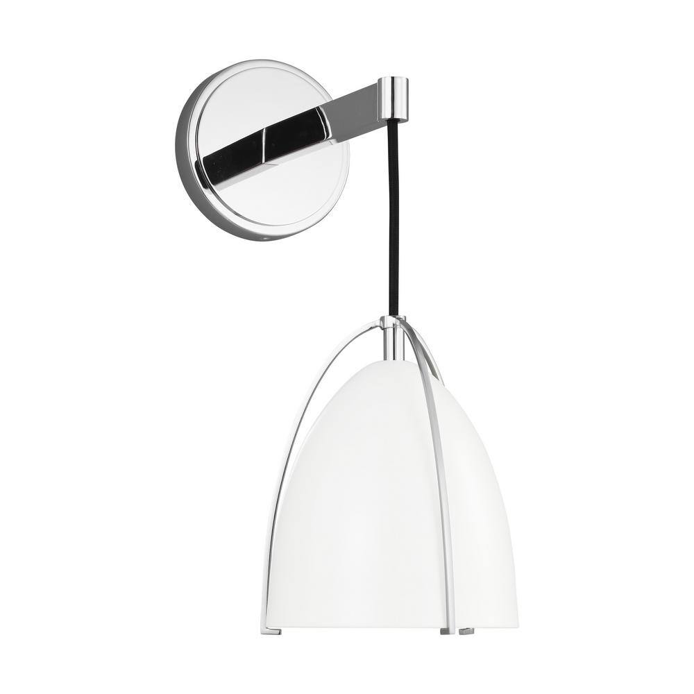 Chrome and Matte White Steel Single Bath Sconce