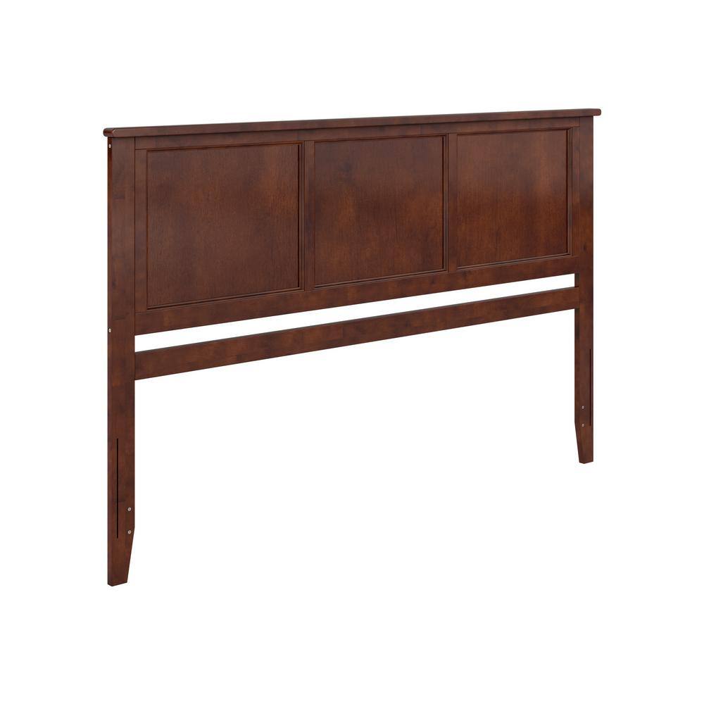 King Walnut Wood and Metal Panel Headboard
