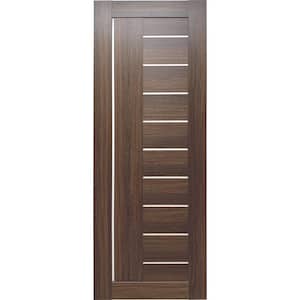 30 in. x 80 in. Tallahassee Whiskey Oak Prefinished Opal PC Glass 10-Lite Solid Core Wood Interior Door Slab No Bore