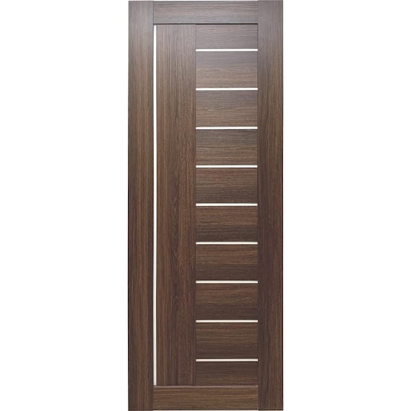 Valusso design doors 32 in. x 80 in. Tallahassee Whiskey Oak Prefinished Opal PC Glass 10-Lite Solid Core Wood Interior Door Slab No Bore