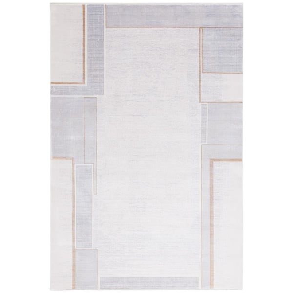 Signature 9 ft. x 12 ft. Ivory/Gray Geometric Border Area Rug