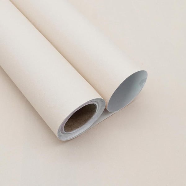 Matte Beige Modern Solid Color Self-Adhesive Removable Peel and Stick Wallpaper Roll, 16"x 120"