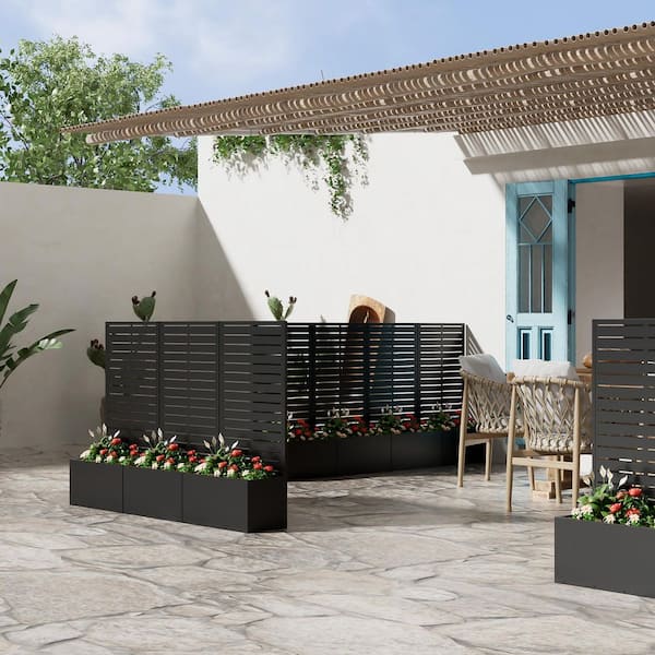 MAYEERTY 1-Piece 47 in. x 24 in. Outdoor Black Metal Planter Box