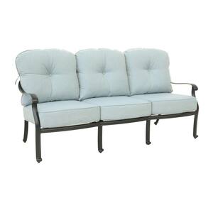 Wynn 75 x 37 Blue Aluminum Outdoor Sectional Sofa with Cushion Button Tufted Seat