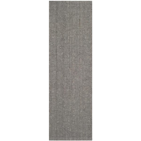 Natural Fiber Light Gray 3 ft. x 14 ft. Woven Crosstitch Runner Rug