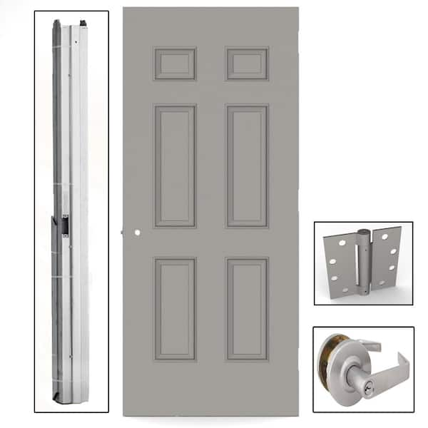 L.I.F Industries 36 in. x 80 in. Gray 6-Panel Steel Commercial Door with Hardware