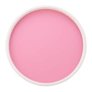 RAINBOW 14 in. W x 1.3 in. H x 14 in. D Round Pink Leatherette Serving Tray