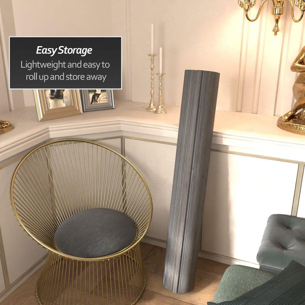 Gray 48" Painted Bamboo Wave Room Divider
