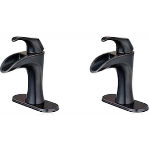 Brea Single Handle Single Hole Bathroom Faucet with Deckplate in Tuscan Bronze (2-Pack Combo)