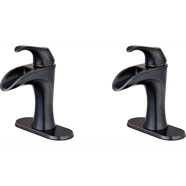 Pfister Brea Single Handle Single Hole Bathroom Faucet with Deckplate in Tuscan Bronze (2-Pack Combo)