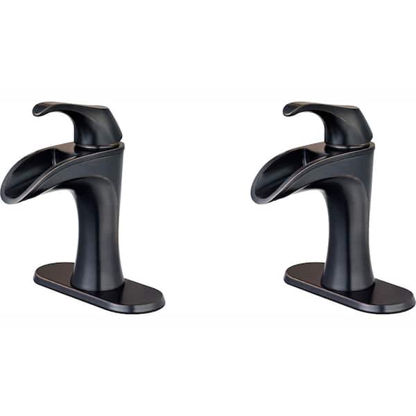 Brea Single Handle Single Hole Bathroom Faucet with Deckplate in Tuscan Bronze (2-Pack Combo)