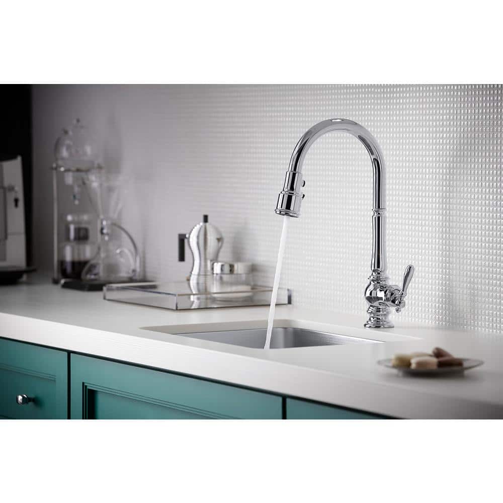 Polished Chrome Pull Down Single Handle Kitchen Faucet
