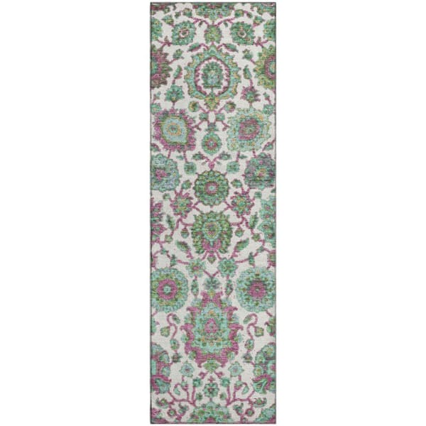 Mayfield Premium Machine Washable Abstract AMF2187 Mint 2 ft. x 7 ft. Runner Rug
