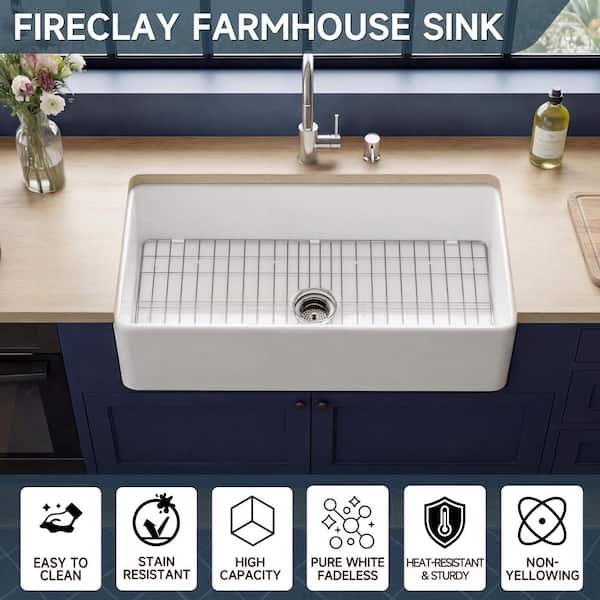 Kuomih Farmhouse Series 36 in. Apron Front Kitchen Sink Single