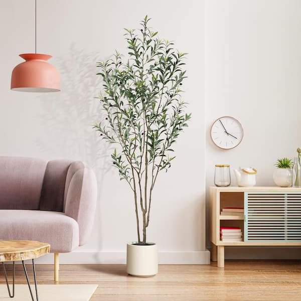 Artificial Tree in Modern Planter, Fake Olive Silk Tree, Artificial Plant for Indoor and Outdoor good Home Decoration